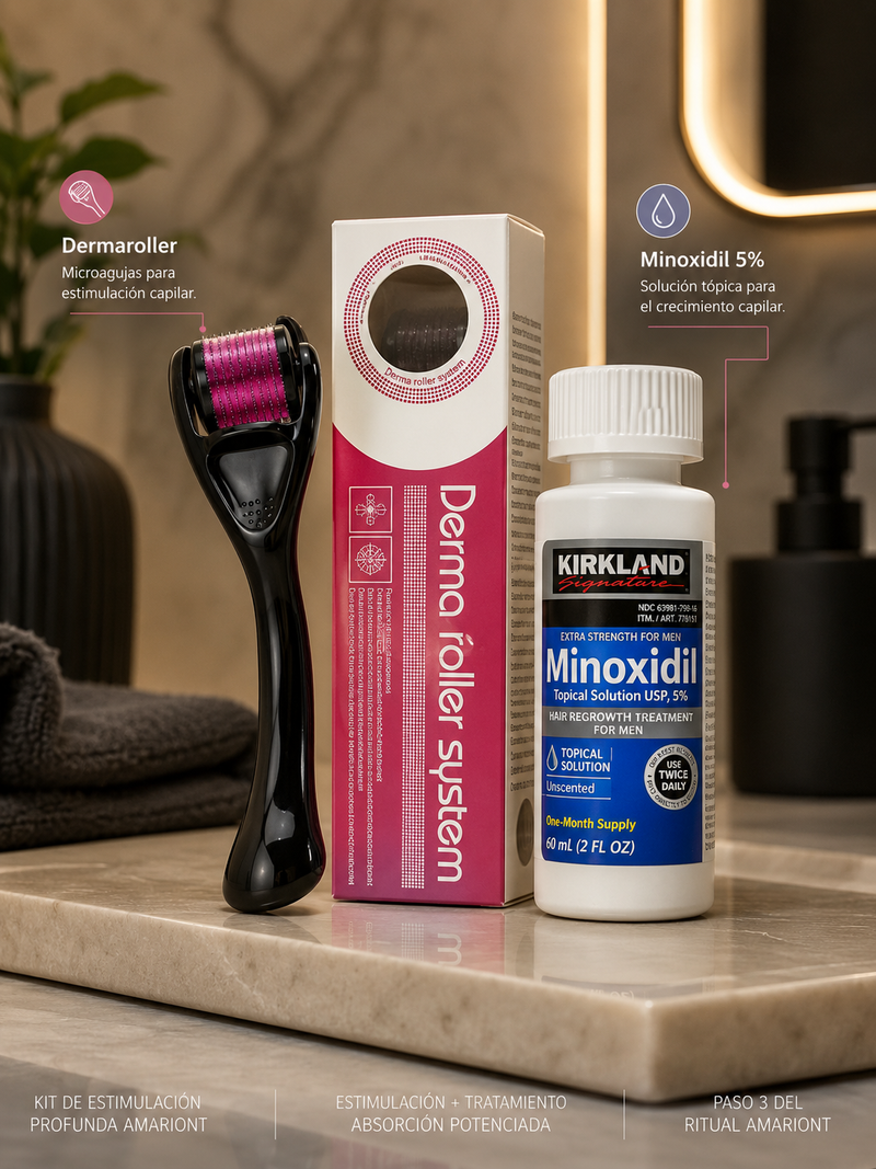Kit de Estimulación Profunda Amariont | Dermaroller + Minoxidil 5%